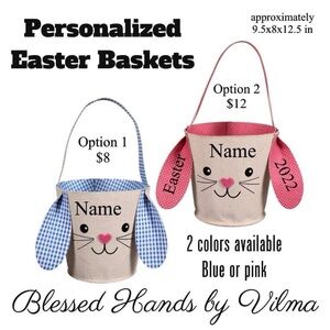Option 1 - Personalized Easter Basket - Pink or  Blue